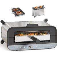 HOMCOM 3-in-1 Electric Mini Oven, Long Slot Toaster & Tabletop Grill in Silver