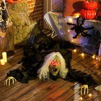 OUTSUNNY 183 cm Life Size Scary Halloween Decorations, Battery Operated in Black