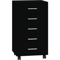 Berkfield Home Drawer Cabinet with Castors Black Engineered Wood