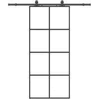 Berkfield Home Sliding Door with Hardware Set Black 90x205 cm ESG Glass