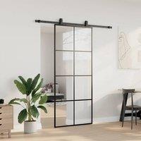 Berkfield Home Sliding Door with Hardware Set Black 90x205 cm ESG Glass