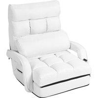 Gymax Folding Sofa Floor Gaming Chair With Armrests & Pillow Adjustable in White