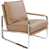 Angel Cerda Mink Leatherette Armchair with Chrome Legs in Tan