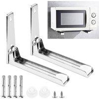 Nordara 2Pcs Stretch Shelf Rack Wall Mount Kitchen Microwave Oven Bracket in Silver
