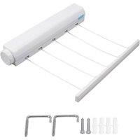 Nordara Retractable Pullout Clothes Airer Washing Line Mounted Dryer Laundry in White