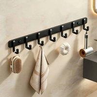 VOGREX Black Wall Mounted Coat Rack 7 Hooks Aluminum Key Clothes Door Holder