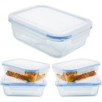 NESTLUNE 4PCS GLASS CONTAINERS SET LUNCH BOX AIRTIGHT LIDS in Clear | Size: 1000ml