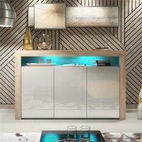 PAWNORA Cabinet Sideboard Oak Matt Body White Gloss Doors | Size: 0.6m2