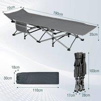 FLAVORA Grey Heavy Duty Single Folding Bed With Bag Camping