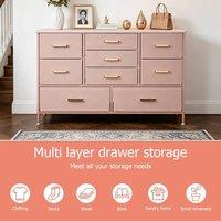 EONLION Pink Wide Chest of 9 Drawers Bedroom Furniture | Size: 100 cm