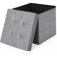 Kelvenix Light Grey-40L Storage Ottoman Padded Foldable Bench Cube Box in Light Grey | Size: 0.6m2