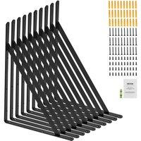 PAWNORA 10 Pcs Floating Shelf Brackets in Black