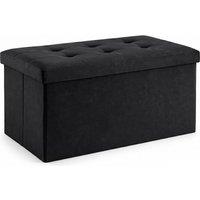 KORVIXA Black Storage Ottoman Bench 76cm Footstool with Storage Box | Size: 100 cm x 100 cm