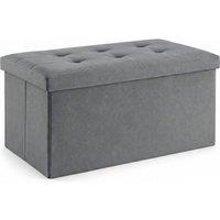 KORVIXA Dark Grey Storage Ottoman Bench 76cm Footstool with Storage Box | Size: 100 cm x 100 cm