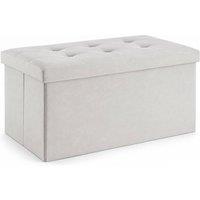 KORVIXA Light Grey Storage Ottoman Bench 76cm Footstool with Storage Box | Size: 100 cm x 100 cm