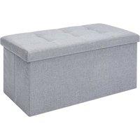 KORVIXA Grey Storage Seat Folding Bench Ottoman Stool in Light Grey | Size: 100 cm x 100 cm