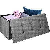 KORVIXA Deep Grey Storage Seat Folding Bench Ottoman Stool in Dark Grey | Size: 100 cm x 100 cm