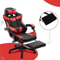 KORVIXA Black & Red Faux Leather Home Office Chair | Size: 100 cm
