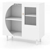 KORVIXA Kitchen Sideboard Free-standing Wine Cabinet in White | Size: W700mm x H750mm