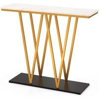 KORVIXA Modern Accent Table Console Table w/ Faux Marble Top | Size: 100 cm x 100 cm