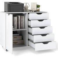 KORVIXA Rolling Lateral File Cabinet Printer Stand with 5 Casters in White | Size: 100 cm x 100 cm