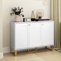 EONLION 3 Doors Sideboard with Doors, Storage Cabinet in White | Size: 100 cm