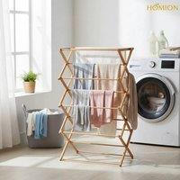 EONLION 4 Tier Classic Bamboo Wooden Clothes Airer in Brown | Size: 100 cm