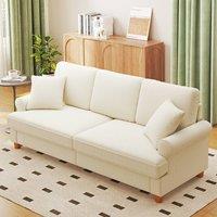 Dprodo 220CM Chenille Sofa Sleeper Deep Seat Couch in Beige