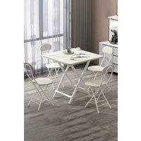 Living and Home 5pcs Folding Table and 4 Chairs Set Indoor Outdoor Bistro Kitchen Dining Set Furniture in White