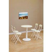 Living and Home 5pcs Round Table and 4 Chairs Set Bistro Coffee Table Dining Set Furniture in White