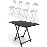 Living and Home 5pcs Folding Dining Table and 4 Dining Chairs Set Bistro Kitchen Dining Set Furniture in Black