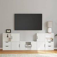 Berkfield Home 5 Piece TV Units with Storage ODDA White Solid Wood Pine