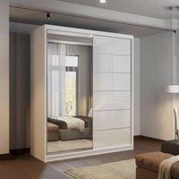 Sliding Wardrobes 4U Fusion High Gloss Sliding Mirror Door Wardrobe W180cm x H200cm in White