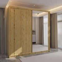 Sliding Wardrobes 4U Ronni Sliding Mirror Door Wardrobe W203cm x H217cm in Light Oak