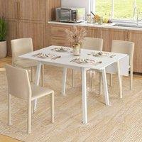 STILVORA Dining Table with Drop Leaf Wooden Structure White