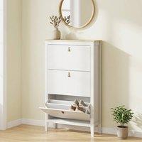 STILVORA White Shoe Cabinet with 3 Flip Drawers