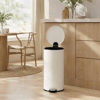 STILVORA 30 L Kitchen Bin with Pedal & Soft-Close Lid in Cream