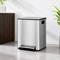 STILVORA Dual Compartment Kitchen Bin with Pedal Lid, Silver