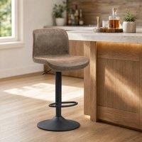 STILVORA Set of 2 Adjustable Bar Stools with Backrest & Footrest in Brown