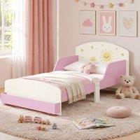 STILVORA Children's Bed with Storage & Side Rails, Pink | Size: Junior