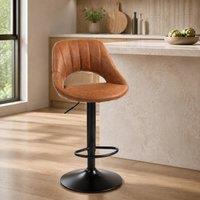 STILVORA Set of 2 Bar Stools with Backrest & Footrest in Brown