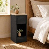 STILVORA Bedside Table with Drawer & Shelf, Black