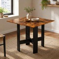 STILVORA Drop Leaf Dining Table for 4-6 with Rustic Brown Finish in Dark Brown