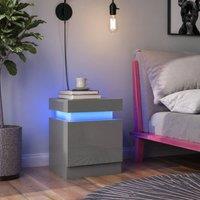 STILVORA Grey Bedside Table with LED Lights & 2 Drawers