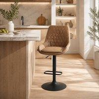 STILVORA Set of Two Bar Stools with Adjustable Height in Brown