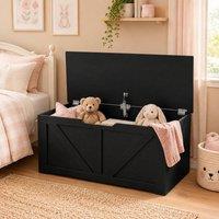 STILVORA Storage Box with Safety Hinge & Seat Top in Black