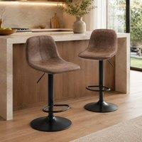 STILVORA Set of 2 Brown Bar Stools with Swivel & Adjustable Height