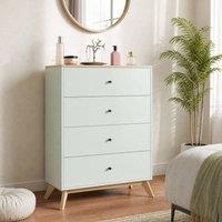 STILVORA 4 Drawer Chest of Drawers with Oak Finish in Green