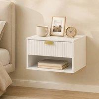 STILVORA White Bedside Cabinet with Drawer & Shelf