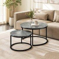 STILVORA Set of 2 Coffee Tables with Nesting Design in Grey